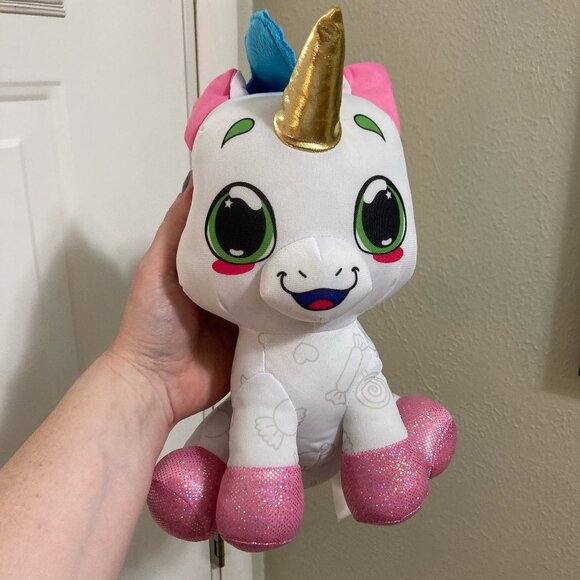 Crayola Hallmark Deluxe 12" Color 'N Plush Unicorn - Draw, Doodle,Wash and Reuse - Picture 1 of 7